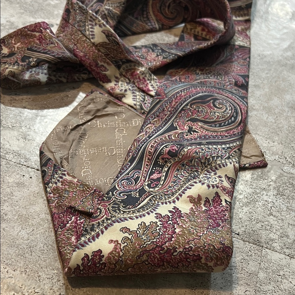 Dior Paisley Tie in Burgundy and Cream